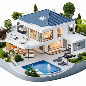 Visuel 3D d'un projet de jardin avec piscine